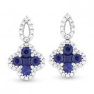 0.96ct Princess & Round Cut Sapphire & Diamond Pave Drop 14k White Gold Earrings 0.96ct Princess & Round Cut Sapphire & Diamond Pave Drop 14k White Gold Earrings