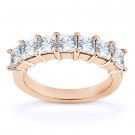 Square Cut Moissanite 14k Rose Gold 7 Seven-Stone Anniversary Ring Wedding Band