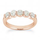 Round Cut Moissanite Single-Prong Anniversary Ring Wedding Band in 14k Rose Gold