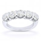 Round Moissanite 5-Stone U-Prong Anniversary Ring Wedding Band in 14k White Gold Round Moissanite 5-Stone U-Prong Anniversary Ring Wedding Band in 14k White Gold