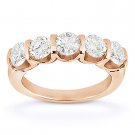Round Cut Moissanite 14k Rose Gold 5-Stone U-Prong Anniversary Ring Wedding Band Round Cut Moissanite 14k Rose Gold 5-Stone U-Prong Anniversary Ring Wedding Band