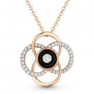 0.17 ct Diamond & Black Enamel Flower Pendant & Chain Necklace in 14k Rose Gold 0.17 ct Diamond & Black Enamel Flower Pendant & Chain Necklace in 14k Rose Gold