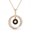 0.23 ct Diamond & Black Enamel Circle Pendant & Chain Necklace in 14k Rose Gold 0.23 ct Diamond & Black Enamel Circle Pendant & Chain Necklace in 14k Rose Gold