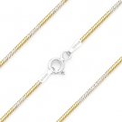 .925 Italy Sterling Silver 14k Yellow Gold 1mm 8-Sided Snake Link Chain Necklace