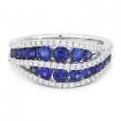 1.60 ct Round Cut Sapphire & Diamond Pave Right-Hand Ring Band in 14k White Gold 1.60 ct Round Cut Sapphire & Diamond Pave Right-Hand Ring Band in 14k White Gold
