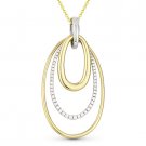 0.31 ct Diamond Pave 14k Yellow & White Gold Oval Stack Pendant & Chain Necklace