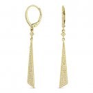 0.36ct Round Cut Diamond Pave Dangling Drop Huggie Post Earrings 14k Yellow Gold