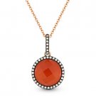 2.90ct Red Agate / White Topaz Doublet & Diamond 14k Rose Gold Necklace Pendant 2.90ct Red Agate / White Topaz Doublet & Diamond 14k Rose Gold Necklace Pendant