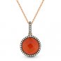2.90ct Red Agate / White Topaz Doublet & Diamond 14k Rose Gold Necklace Pendant