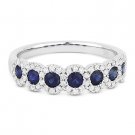 0.98ct Round Cut Sapphire & Diamond 14k White Gold Anniversary Ring Wedding Band 0.98ct Round Cut Sapphire & Diamond 14k White Gold Anniversary Ring Wedding Band