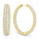 6.01 ct Round Brilliant Cut Diamond Pave Oval Hoop Earrings in 18k Yellow Gold 6.01 ct Round Brilliant Cut Diamond Pave Oval Hoop Earrings in 18k Yellow Gold