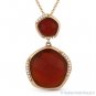 8.34 ct Checkerboard Red Agate & Diamond 14k Rose Gold Pendant & Chain Necklace