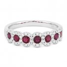 0.99 ct Round Cut Ruby & Diamond Anniversary Ring Wedding Band in 14k White Gold 0.99 ct Round Cut Ruby & Diamond Anniversary Ring Wedding Band in 14k White Gold