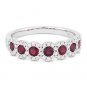 0.99 ct Round Cut Ruby & Diamond Anniversary Ring Wedding Band in 14k White Gold