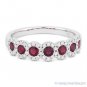 0.99 ct Round Cut Ruby & Diamond Anniversary Ring Wedding Band in 14k White Gold