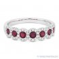 0.99 ct Round Cut Ruby & Diamond Anniversary Ring Wedding Band in 14k White Gold