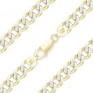 Cuban Curb Sterling Silver 14k Yellow Gold Men's 6.9mm Link Italy Chain Bracelet