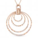 0.83 ct Round Cut Diamond 14k Rose Gold Circle Stack Drop Pendant Chain Necklace