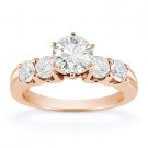 Round Cut Moissanite 5 Five-Stone Open U-Prong Engagement Ring in 14k Rose Gold Round Cut Moissanite 5 Five-Stone Open U-Prong Engagement Ring in 14k Rose Gold