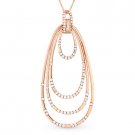 0.85 ct Round Cut Diamond 14k Rose Gold Loop Stack Drop Pendant & Chain Necklace