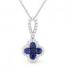 0.67 ct Sapphire & Diamond Pave Necklace Flower Charm Pendant in 14k White Gold 0.67 ct Sapphire & Diamond Pave Necklace Flower Charm Pendant in 14k White Gold