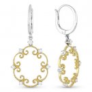 0.34ct Diamond Vintage-Style Dangling / Drop Earrings in 14k Yellow & White Gold