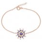 Evil Eye Bead Mayan Sun Charm Greek Turkish Nazar Hamsa Sterling Silver Bracelet