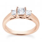 Square Brilliant Princess Moissanite 14k Rose Gold 3 Three-Stone Engagement Ring Square Brilliant Princess Moissanite 14k Rose Gold 3 Three-Stone Engagement Ring