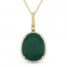 6.23ct Green Agate & Diamond Pave 14k Yellow Gold Halo Pendant & Chain Necklace 6.23ct Green Agate & Diamond Pave 14k Yellow Gold Halo Pendant & Chain Necklace