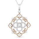 0.42 ct Diamond Vintage-Style Pendant & Chain Necklace in 14k Rose & White Gold 0.42 ct Diamond Vintage-Style Pendant & Chain Necklace in 14k Rose & White Gold