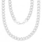 Italy 925 Sterling Silver 5.8mm DCut Pave Curb Cuban Link Italian Chain Necklace