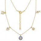 Evil Eye Greek Charm Key Snowflake Horseshoe Heart Necklace 925 Sterling Silver