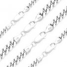 Solid Italy 925 Sterling Silver w Rhodium Cuban Curb Link Italian Chain Bracelet