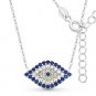 Evil Eye Crystal Charm Pendant Turkish Nazar Greek .925 Sterling Silver Necklace