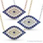 Evil Eye Crystal Charm Pendant Turkish Nazar Greek .925 Sterling Silver Necklace