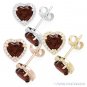 Red Heart-Shape Faux Garnet CZ Crystal Halo .925 Sterling Silver Stud Earrings