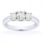Round Cut Moissanite 14k White Gold 3 Three-Stone Basket Engagement Promise Ring Round Cut Moissanite 14k White Gold 3 Three-Stone Basket Engagement Promise Ring