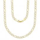 Italy .925 Sterling Silver & 14k Yellow Gold 4mm Figaro Link Chain Pave Necklace Italy .925 Sterling Silver & 14k Yellow Gold 4mm Figaro Link Chain Pave Necklace