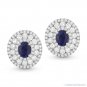 2.05ct Oval Sapphire & Round Cut Diamond Pave Stud Earrings in 14k White Gold