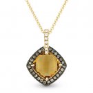2.14 ct Citrine, Brown & White Diamond 14k Yellow & Black Gold Necklace Pendant