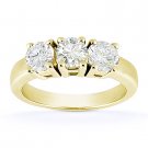 Round Cut Moissanite 14k Yellow Gold 4Prong Basket 3 Three-Stone Engagement Ring Round Cut Moissanite 14k Yellow Gold 4Prong Basket 3 Three-Stone Engagement Ring