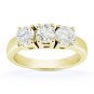 Round Cut Moissanite 14k Yellow Gold 4Prong Basket 3 Three-Stone Engagement Ring