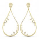 0.62ct Round Diamond Pave Cluster Dangling Tear Drop Earrings in 14k Yellow Gold 0.62ct Round Diamond Pave Cluster Dangling Tear Drop Earrings in 14k Yellow Gold