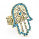 Hamsa Hand of Fatima Evil Eye Judaica Kabbalah Luck Charm Cocktail Stretch Ring