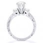 Round Cut Moissanite 14k White Gold 3 Three-Stone Antique Style Engagement Ring