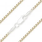 .925 Italy Sterling Silver & 14k YG Round Box 1.8mm Link Italian Chain Necklace