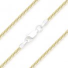 Italy .925 Sterling Silver 14k Yellow Gold 2.2mm Roc-Link Sparkle Chain Necklace Italy .925 Sterling Silver 14k Yellow Gold 2.2mm Roc-Link Sparkle Chain Necklace