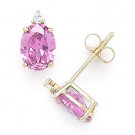 Pink Oval Round Cut Cubic Zirconia Faux Tourmaline Sterling Silver Stud Earrings
