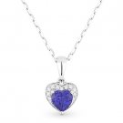 0.67 ct Blue Corundum & Diamond Heart Charm Pendant & Chain in 14k White Gold 0.67 ct Blue Corundum & Diamond Heart Charm Pendant & Chain in 14k White Gold