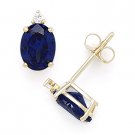 Blue Oval & Round Cut Cubic Zirconia Faux Sapphire Sterling Silver Stud Earrings Blue Oval & Round Cut Cubic Zirconia Faux Sapphire Sterling Silver Stud Earrings